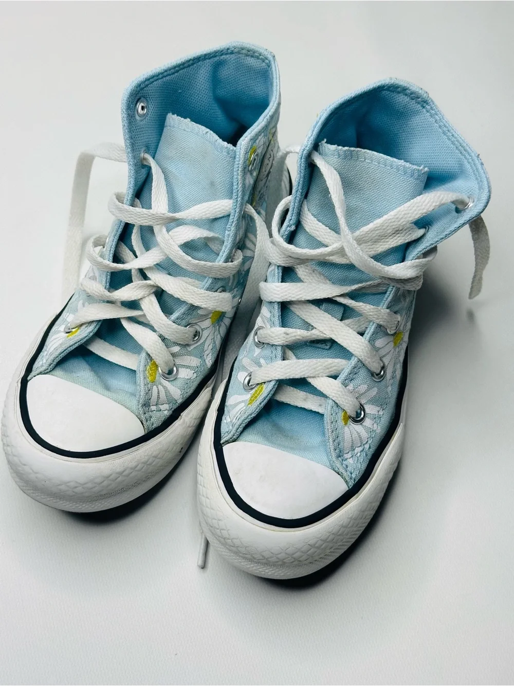 Chuck Taylor All Star Lift Platform Daisy High Top Shoes Blue Size 13 Girls
